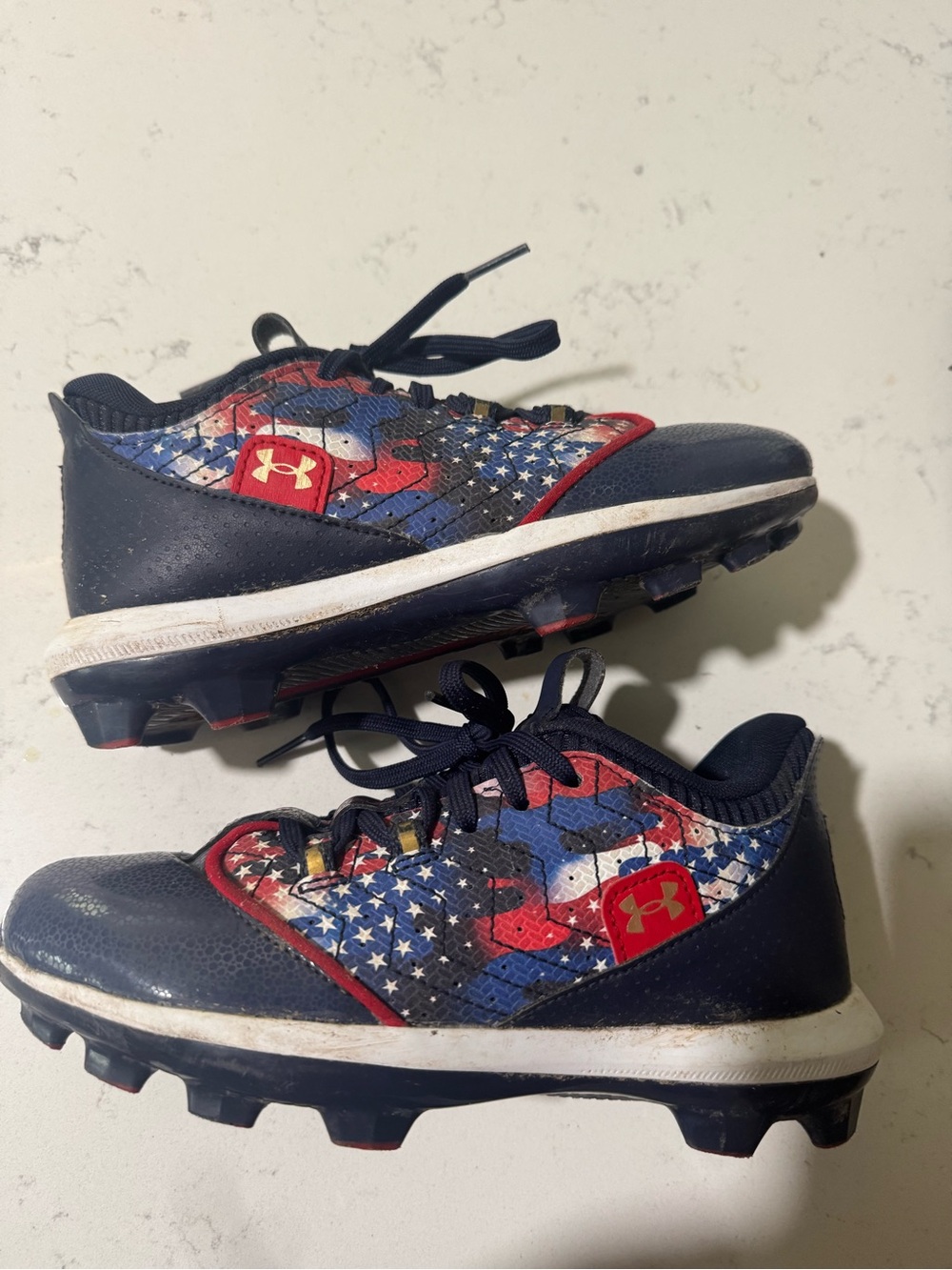 Under Armour Kids Navy Red White Star Pattern Cleats